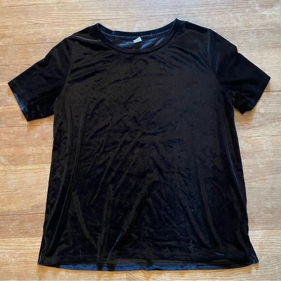 Old Navy black short sleeve soft stretchy blouse shirt top size medium M b27 - Picture 1 of 4